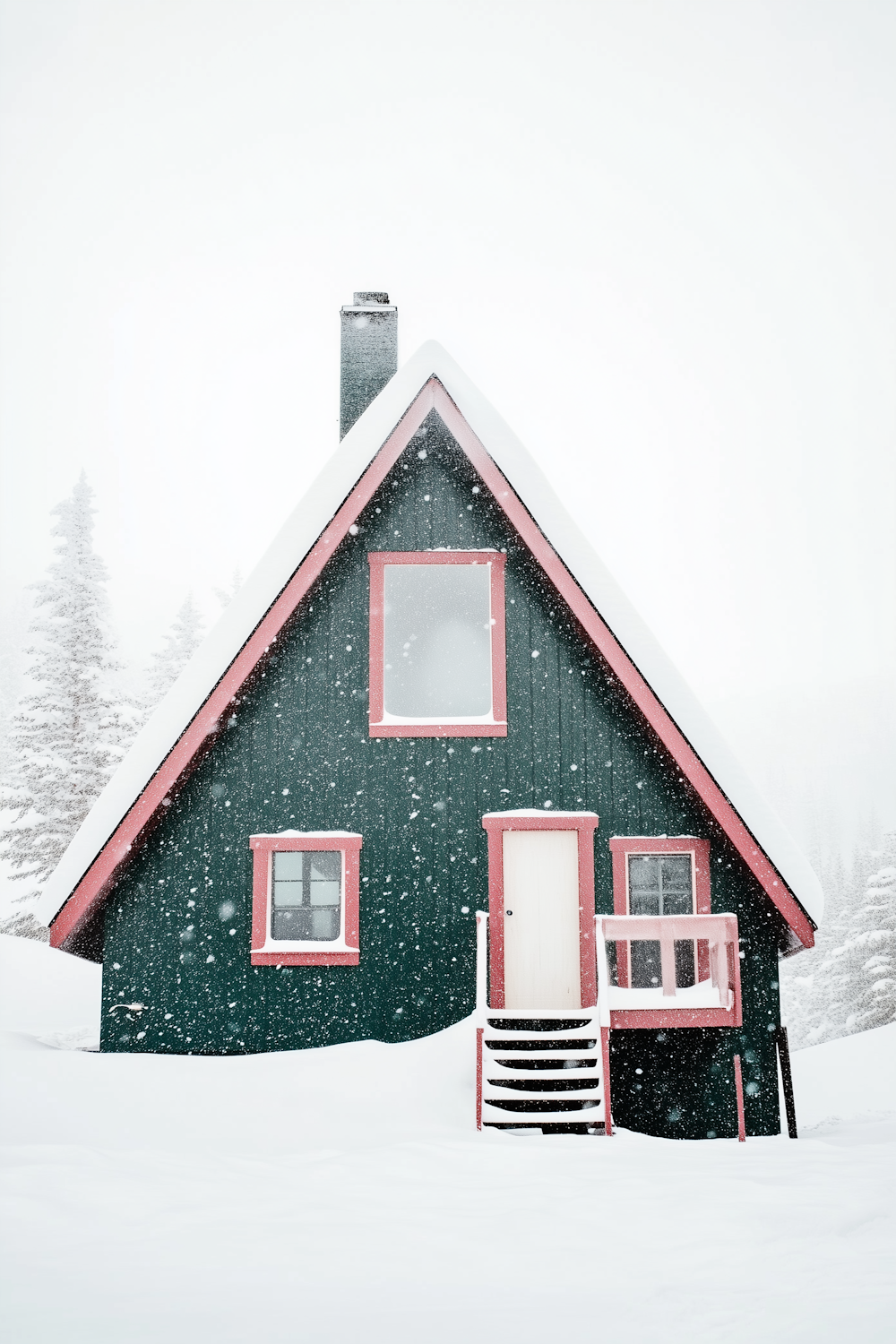 Mountain Lodge nestled in the snow